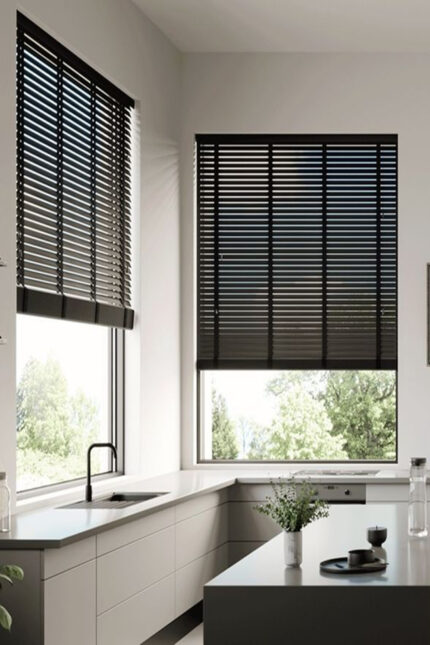 50 MM Ahşap Jaluzi Siyah